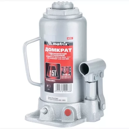 Домкрат гидравлический бутылочный 15 т h подъема 230–460 мм  MATRIX MASTER 50729 купить в Когалыме