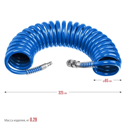 ЗУБР 5 м, 6 х 8 мм, 15 бар, воздушный спиральный шланг с фитингами рапид, Профессионал (6473-05) купить в Когалыме