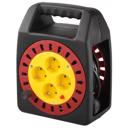 Удлинитель электрический с заземлением на катушке, евро, 4 гнезда, 10м, СВЕТОЗАР SV-55081-10 купить в Когалыме