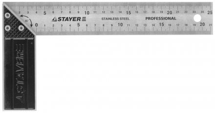 Угольник STAYER &quot;PROFI&quot; столярный, гравированная шкала, нержавеющее полотно 37мм, 250мм 3431-25_z01 купить в Когалыме