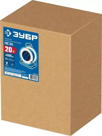 ЗУБР ПВС-325, ПВС, 3 x 2.5 мм2, 20 м, 4000 Вт, IP44, силовой удлинитель на стальной катушке, Профессионал (55102-20) купить в Когалыме