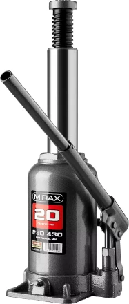 Домкрат гидравлический бутылочный, 20т, 230-430 мм, MIRAX 43260-20 43260-20 купить в Когалыме