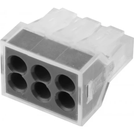 Клемма СВЕТОЗАР соединительная, 6-и проводная, 400В, 24А, 0,75-2,5мм2, 2шт 49170-6 купить в Когалыме