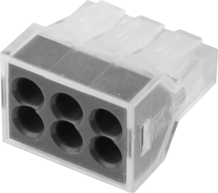 Клемма СВЕТОЗАР соединительная, 6-и проводная, 400В, 24А, 0,75-2,5мм2, 2шт 49170-6 купить в Когалыме