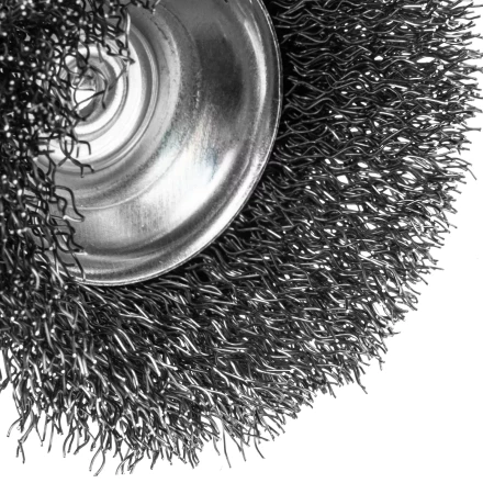 Щетка для дрели, 65 мм, Чашка, со шпилькой , нержавеющая витая проволока Denzel 744613 купить в Когалыме