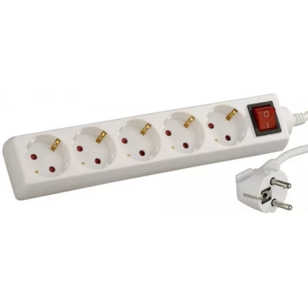 Удлинитель СВЕТОЗАР электрический с заземлением и выключателем, с защитными шторками, евро, 5 гнезд,2м SV-55055-2 купить в Когалыме