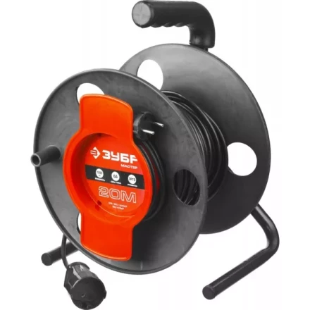 Удлинитель ЗУБР &quot;МАСТЕР&quot; на катушке, ПВС 2х0,75кв мм, 1 гнездо, макс мощн 1300Вт, 20м 55075-20 купить в Когалыме