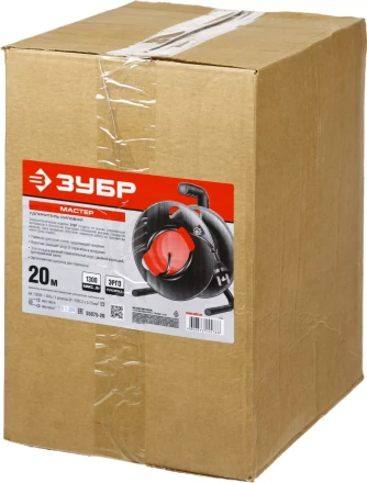 Удлинитель ЗУБР &quot;МАСТЕР&quot; на катушке, ПВС 2х0,75кв мм, 1 гнездо, макс мощн 1300Вт, 20м 55075-20 купить в Когалыме