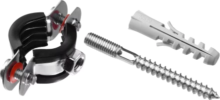 Хомут трубный с гайкой, оцинкованный, в комплекте с сантехнической шпилькой и дюбелем, 1/2&quot;, 1шт, ЗУБР Мастер 37866-20-24 37866-20-24_z01 купить в Когалыме