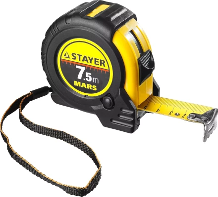 Рулетка STAYER &quot;PROFI&quot; &quot;MARS&quot;, обрезиненный корпус, утолщенное полотно, 7,5мх25мм 34131-075_z01 купить в Когалыме