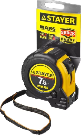 Рулетка STAYER &quot;PROFI&quot; &quot;MARS&quot;, обрезиненный корпус, утолщенное полотно, 7,5мх25мм 34131-075_z01 купить в Когалыме
