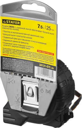 Рулетка STAYER &quot;PROFI&quot; &quot;MARS&quot;, обрезиненный корпус, утолщенное полотно, 7,5мх25мм 34131-075_z01 купить в Когалыме