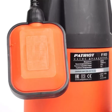 Насос дренажный для грязной воды F 900 PATRIOT купить в Когалыме