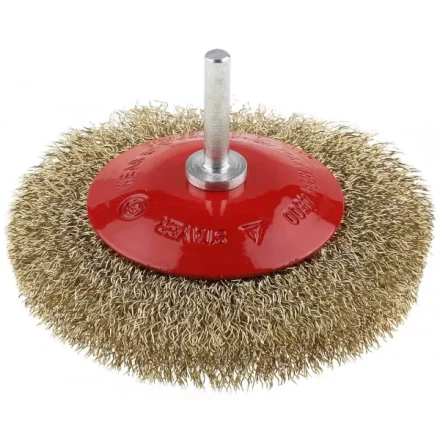 ЗУБР &quot;ПРОФЕССИОНАЛ&quot;. Щетка коническая для дрели, витая латунированная стальная проволока 0,3мм, 100мм 35233-100_z02 купить в Когалыме
