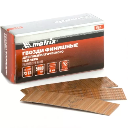 Гвозди финишные шпильки 23GA для пн. нейлера финишного диам. 0,64 мм длина -20 мм,5000 шт MATRIX 57675 купить в Когалыме
