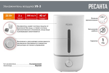Увлажнитель воздуха Ресанта УВ-3 67/7/1 купить в Когалыме