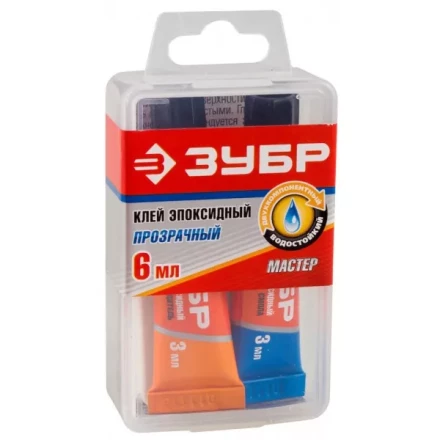 Клей ЗУБР эпоксидный, в тюбиках, в пластиковой коробке, 3мл+3мл 41948 купить в Когалыме