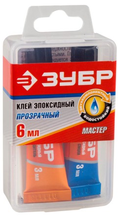 Клей ЗУБР эпоксидный, в тюбиках, в пластиковой коробке, 3мл+3мл 41948 купить в Когалыме