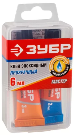 Клей ЗУБР эпоксидный, в тюбиках, в пластиковой коробке, 3мл+3мл 41948 купить в Когалыме