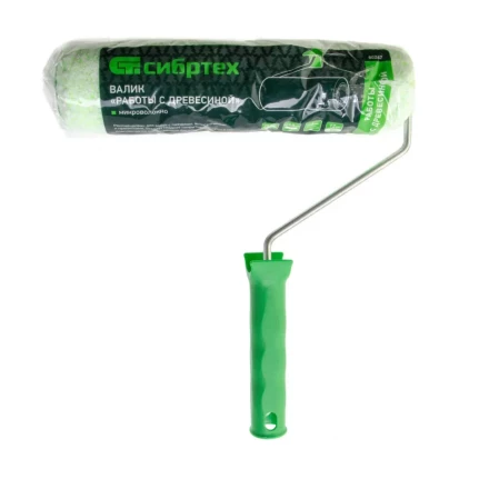 Валик &quot;Работы с древесиной&quot;, 250 мм, ворс 12 мм, D - 48 мм, D ручки - 6 мм, микроволокно Сибртех 80247 купить в Когалыме