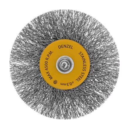 Набор щеток для дрели, 5 Плоских 25-38-50-63-75 мм, шпилька, нерж. вит. проволока Denzel 74495 купить в Когалыме