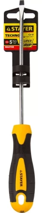 Отвертка STAYER &quot;MASTER&quot; &quot;ТECHNO&quot;, двухкомпонентная рукоятка, магнитный наконечник, Cr-V, SL5,0x150мм 2507-05-15_z02 купить в Когалыме