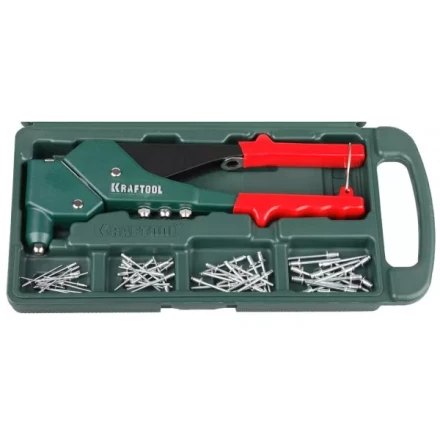 Заклепочник поворотн. 360°, KRAFTOOL &quot;RX-7&quot; 31176-H6, d=2,4-4,8 мм - Al и сталь, d=2,4-4,0 - нерж сталь, в боксе, с набором заклепок 31176-H6 купить в Когалыме