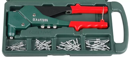 Заклепочник поворотн. 360°, KRAFTOOL &quot;RX-7&quot; 31176-H6, d=2,4-4,8 мм - Al и сталь, d=2,4-4,0 - нерж сталь, в боксе, с набором заклепок 31176-H6 купить в Когалыме