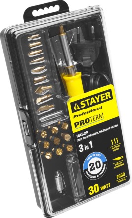 Прибор для выжигания STAYER &quot;PROFESSIONAL&quot;, 3в1, с набором насадок 20шт 45227 купить в Когалыме