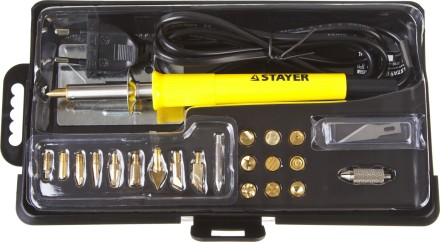 Прибор для выжигания STAYER &quot;PROFESSIONAL&quot;, 3в1, с набором насадок 20шт 45227 купить в Когалыме