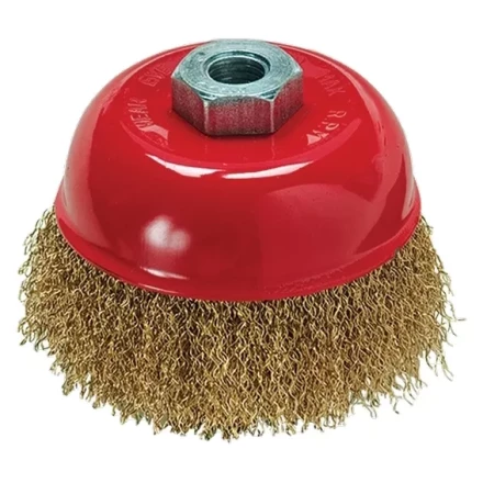 Щетка для УШМ, 100 мм, М14, &quot;чашка&quot;, латунированная витая проволока  MATRIX 74605 купить в Когалыме