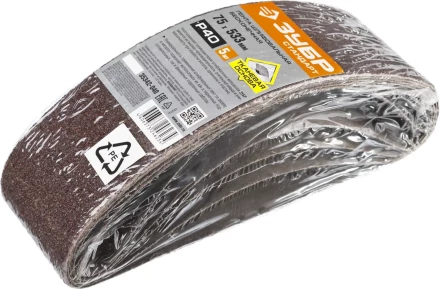 ЗУБР 75х457 мм, P40, лента шлифовальная СТАНДАРТ, для ЛШМ, 5 шт. (35342-040) купить в Когалыме