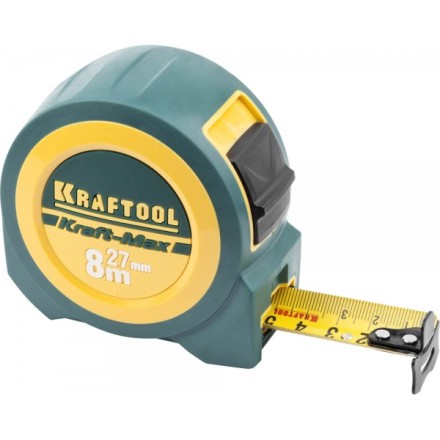 Рулетка KRAFTOOL &quot;Kraft-Max&quot;, длинный вылет, нейлон покрытие, упрочненный двухкомп корпус, 8м/27мм 34127-08-27 купить в Когалыме