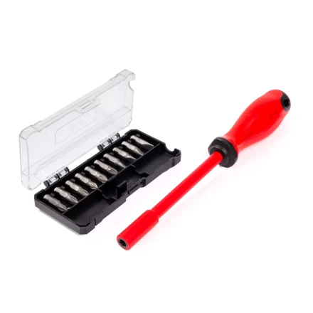 Диэлектрическая отвертка КВТ VDE НИО-2210 со сменными битами S2, профиль SL, PH, PZ, 10 шт. (88928) купить в Когалыме