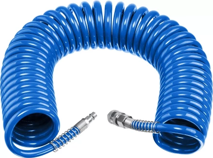 ЗУБР 15 м, 6 х 8 мм, 15 бар, воздушный спиральный шланг с фитингами рапид, Профессионал (6473-15) купить в Когалыме