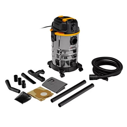 Пылесос строительный Denzel 28203 RVC30, 1400 Вт, бак 30 л, шланг 3 м, розетка с автосинхр. купить в Когалыме