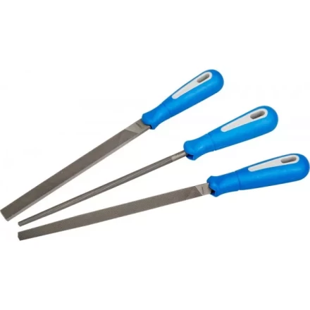 Набор ЗУБР: Напильники &quot;ПРОФЕССИОНАЛ&quot; с двухкомпонентной ручкой, плоский, трехгранный, круглый, №2, 200мм 16550-20-H3 купить в Когалыме