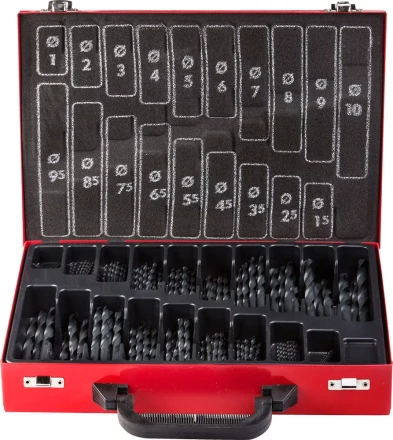 Набор ЗУБР &quot;ТЕХНИК&quot;: Свёрла по металлу парооксидированных, быстрорежущая сталь, в мет. боксе, 1-10мм, шаг-0,5, 170 предм. 4-29605-H170-M купить в Когалыме