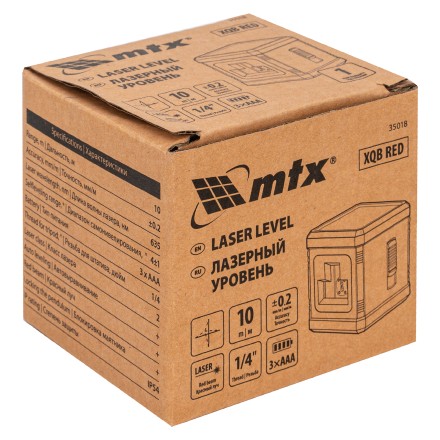 Лазерный уровень MTX XQB RED Basic SET, 10 м, красный луч, батарейки, резьба 1/4&quot; 35018 купить в Когалыме