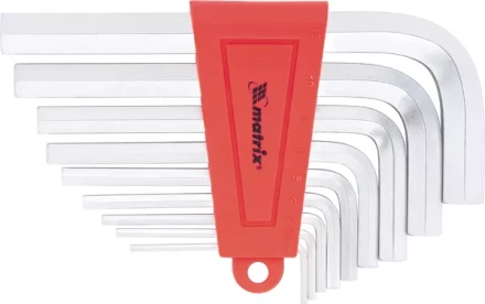 Набор ключей шестигранных имбусовых HEX, 2–12 мм, CrV,  9 шт., короткие,  сатин  MATRIX 12301 купить в Когалыме