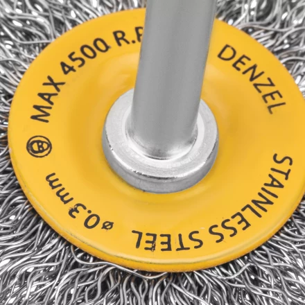 Щетка для дрели, 50 мм, Плоская, со шпилькой, нержавеющая витая проволока Denzel 744623 купить в Когалыме