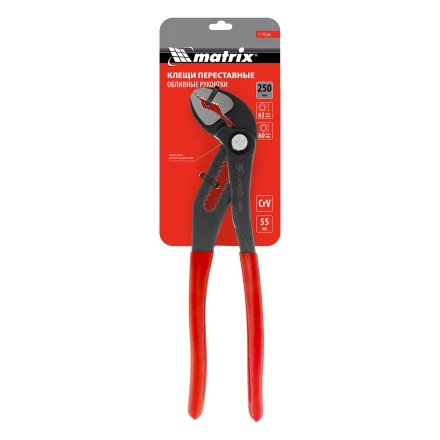 Клещи переставные 250 мм Matrix, кнопочный механизм, хром-ванадий, обливные рукоятки 17926 купить в Когалыме