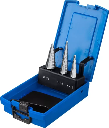 Набор ЗУБР ступенчатых сверл по сталям и цвет. мет. ст. Р6М5, d=3-14мм, 12ступ. d=4-12мм 5 ступ., d=6-20мм 14ступ. 29670-3-20-H3_z01 купить в Когалыме