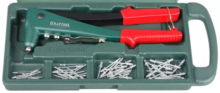Заклепочник, KRAFTOOL &quot;NX-3&quot; 31170-H6, литой корпус, d=2,4-4,8 мм - Al и сталь; d=2,4-4,0 - нерж сталь, в боксе, с набором заклепок 31170-H6 купить в Когалыме
