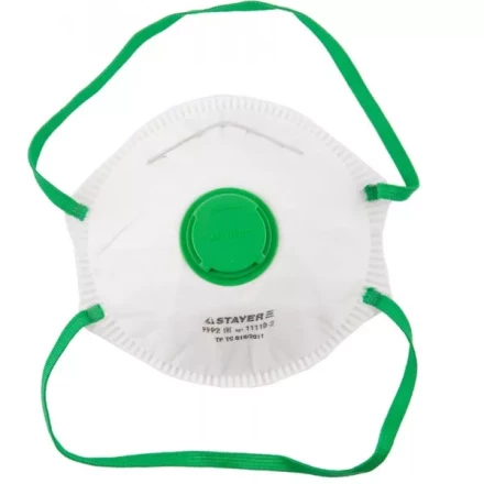 Полумаска фильтрующая STAYER "PROFI" коническая, с клапаном, многослойная, класс защиты FFP2 11110-2 купить в Когалыме