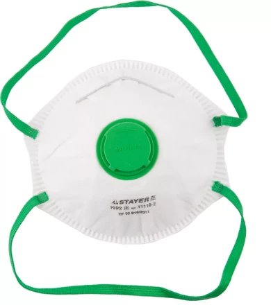 Полумаска фильтрующая STAYER "PROFI" коническая, с клапаном, многослойная, класс защиты FFP2 11110-2 купить в Когалыме