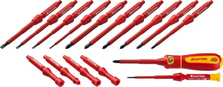 Набор &quot;Х-Drive ELECTRO&quot;: Высоковольтные отвертки, сменные стержни, ключи специальные, до 1000В, 18 предм, KRAFTOOL 220092-H18 купить в Когалыме
