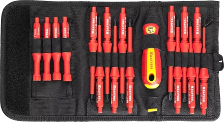 Набор &quot;Х-Drive ELECTRO&quot;: Высоковольтные отвертки, сменные стержни, ключи специальные, до 1000В, 18 предм, KRAFTOOL 220092-H18 купить в Когалыме