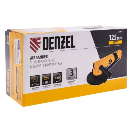 Пневматическая углошлифовальная машина Denzel 57477 AG125, 11000 об/мин, 125 мм, 186 л/мин купить в Когалыме