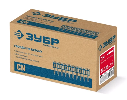 ЗУБР CN усиленные bullet point 25 х 3.05 мм, гвозди по бетону оцинкованные, 1000 шт (305387-25) купить в Когалыме